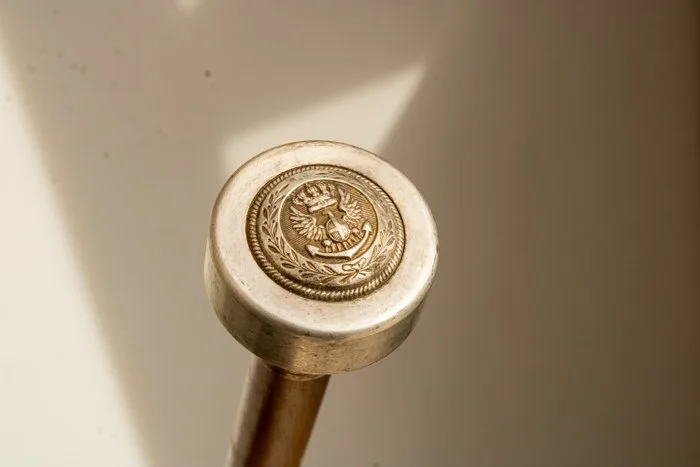 Walking stick - Wood, Alloy, silvered - Naval insignia