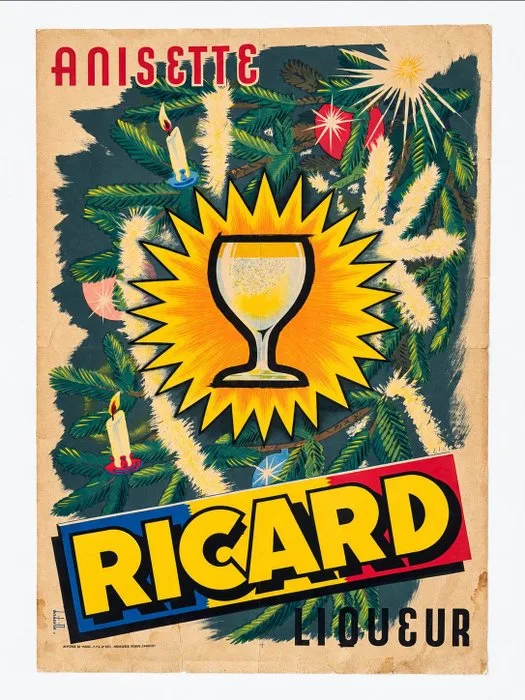 Albert Bataille - RICARD - Anisette Liqueur – Christmas Advertising Poster - 1950s