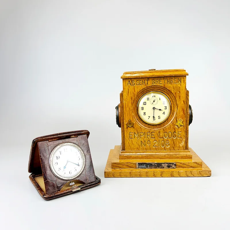 Wooden Mantle Clock Etc