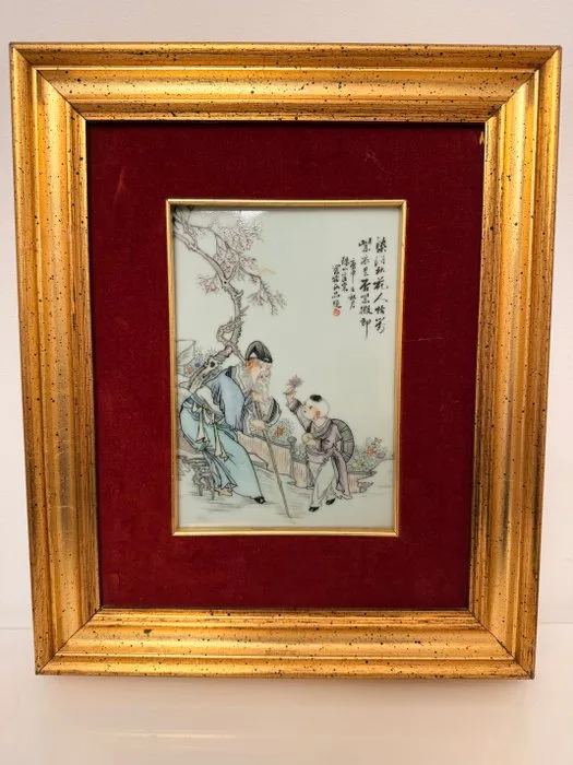 Bedeutende chinesische Famille Rose Porzellanplatte – Signiert von der Meisterin Luo Su Shi – - Luo Su Shi - China