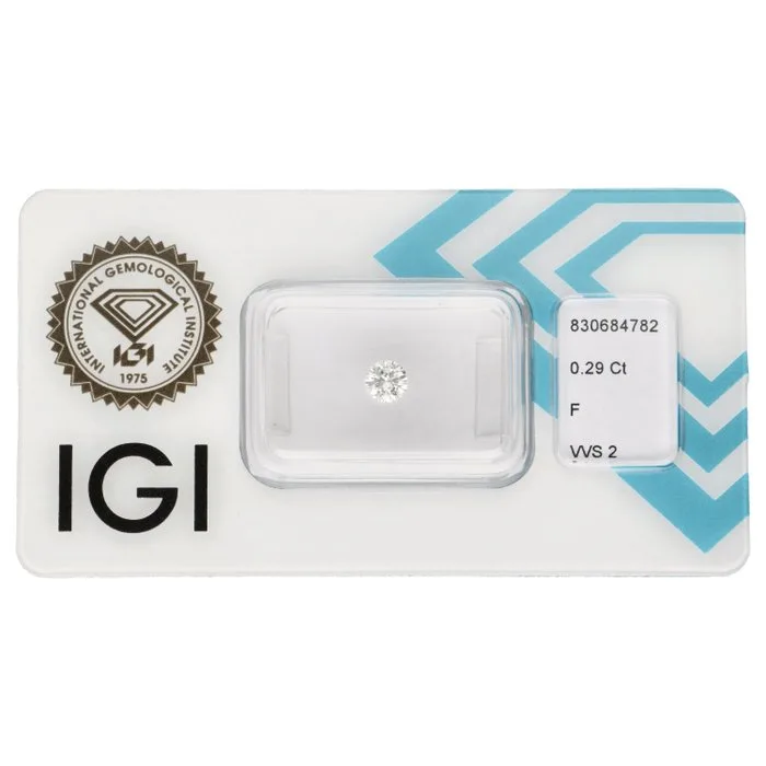 1 pcs Diamond (Natural) - 0.29 ct - Round - F - VVS2 - International Gemological Institute (IGI)