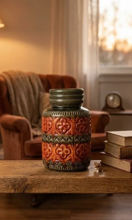 Scheurich - (Scheurich) - Vase - 289-18 - Ceramic - "Foligno" Pattern Fat Lav
