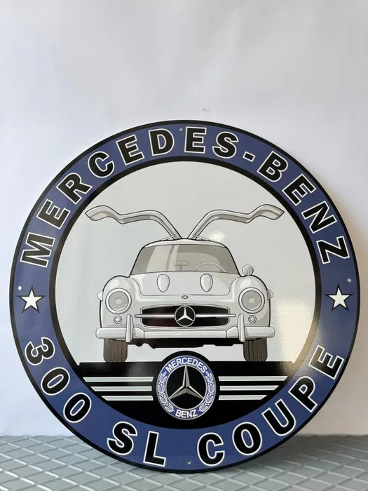 Sign - Mercedes-Benz - 300 SL Gullwing – XL 50 cm Round – High Temperature Baked – Made of Thick Steel Sheet