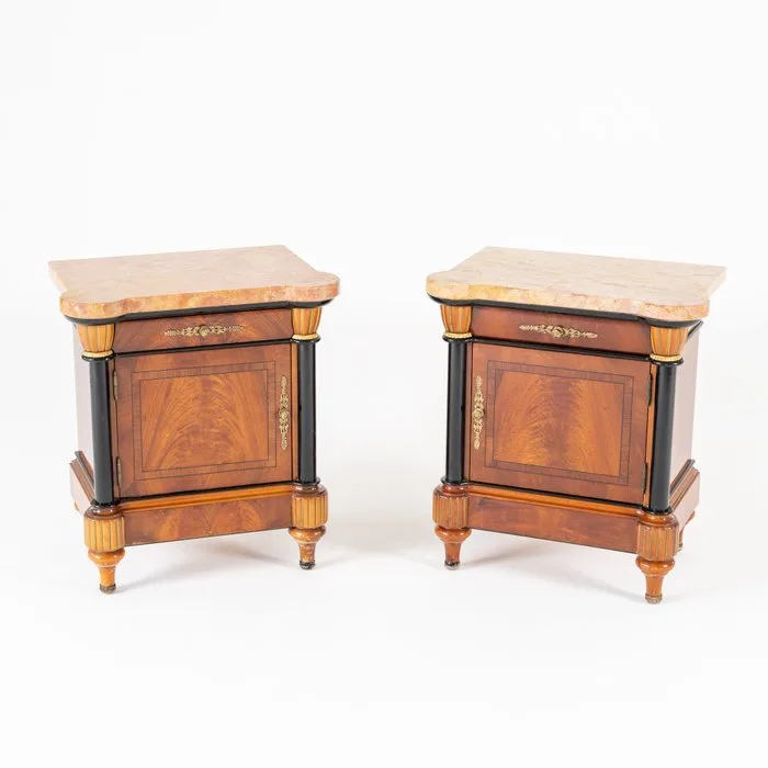Nightstand - Empire style - Mahogany, Marble