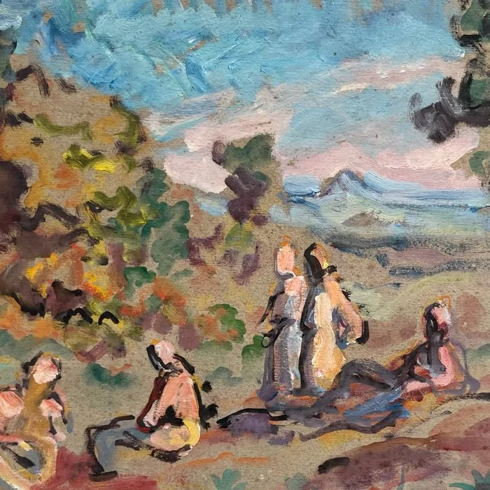 Pierre Chapuis (1863-1942) - Baigneuses et paysage : Double face