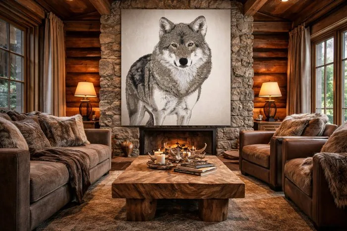 Exclusive Jacquard-weave tapestry - 185x140 cm - majestic wolf - Tapestry - 185 cm - 140 cm
