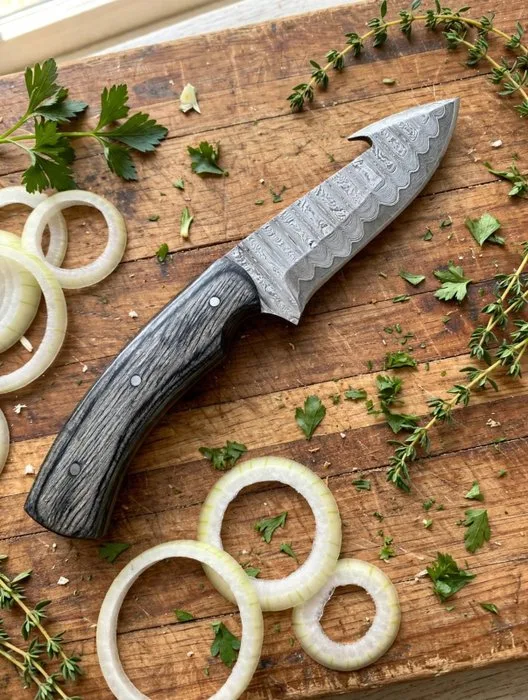 Kitchen knife - Utility knife - SDF-409-Handforged Knife-damascus steel blade-wood handle-10 inches - Steel, Wood - Asia - Handcrafted knife