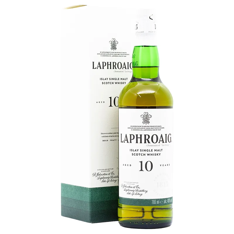 Laphroaig – Aged 10 Years Islay Single Malt Scotch Whisky (70cl, 40%)