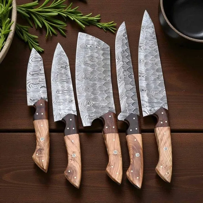 kinvishcrafts Handmade - Kitchen knife - Kitchen knife set - Steel, Wood - Italy - With pouch