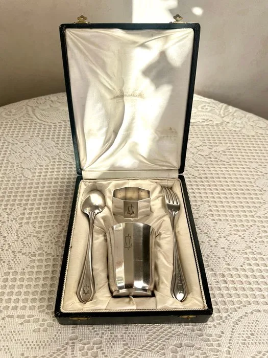 Christofle - Christening set (4) - Silverplated - complete original box