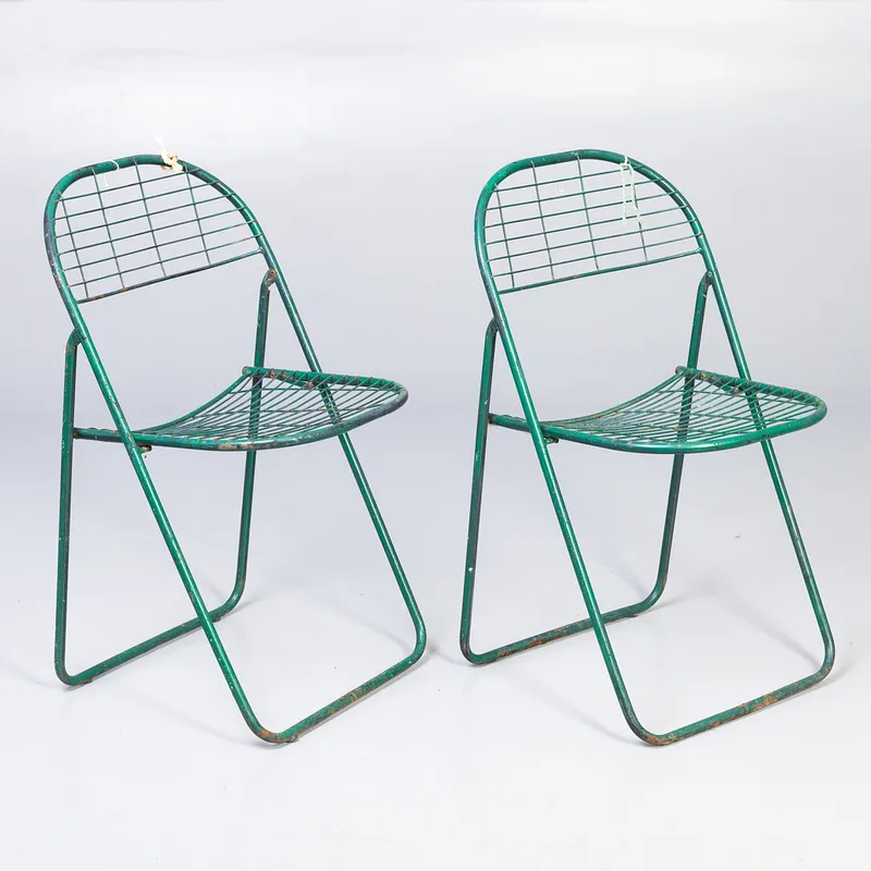 Niels Gammelgaard (Danish, B.1944) for Ikea Pair of Aland Folding Outdoor Chairs in Green (2)