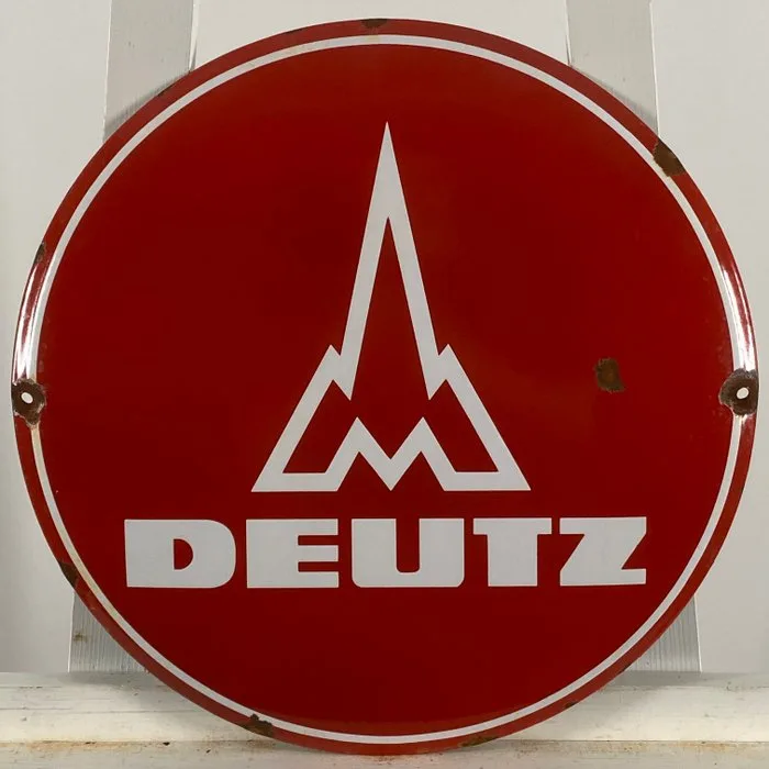 DEUTZ - Advertising sign - Ø41cm - Made of thick steel sheet and enamel