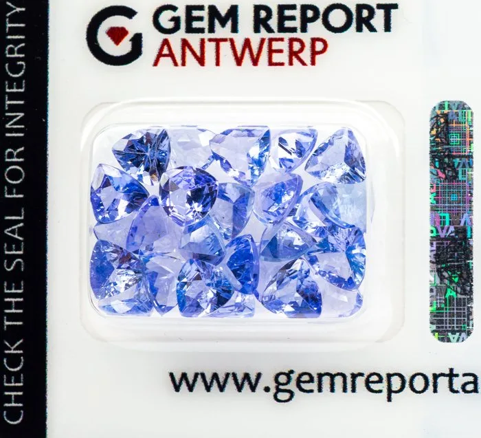25 pcs Tanzanite - 9.67 ct - Gem Report Antwerp (GRA) - Violetish Blue/Violet