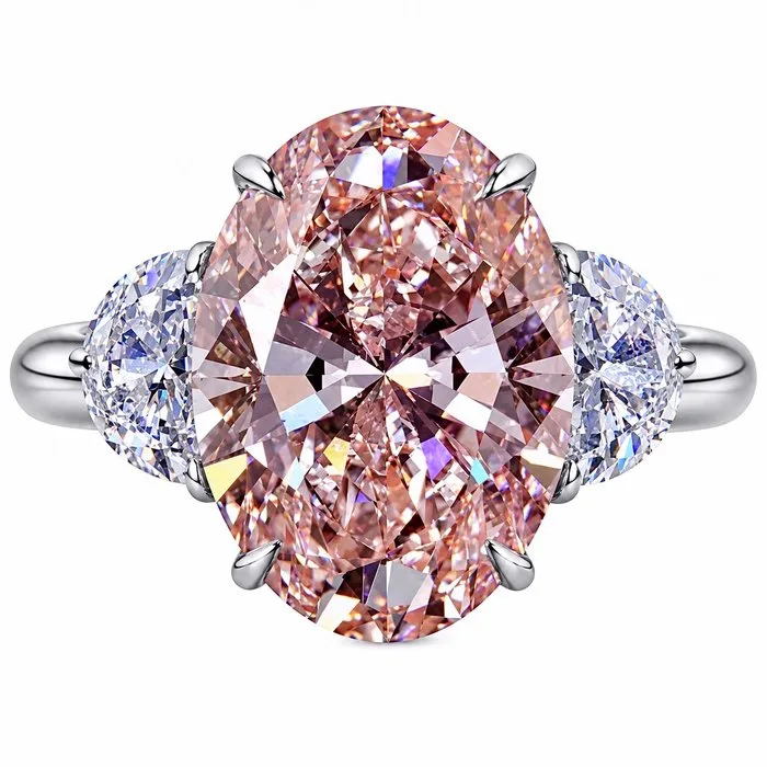Ring - 14 kt. White gold - 5.82ct. tw. Pink Diamond (Fancy coloured lab-grown diamond) - Diamond