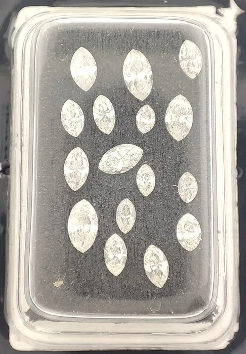 16 pcs Diamond (Natural) - 1.01 ct - Marquise - F, H - SI1, VVS1 - Gemmological Centre Israel (G.C.I.)