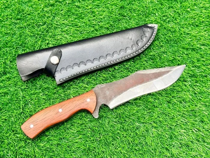 Hekito - Kitchen knife - Hunting knife, EDC knife - Exclusive Vintage Collector Kitchen knife (6718) - Steel Less Steel, Epoxy Natural wood Handle with Sheath - North America - Khukri knife