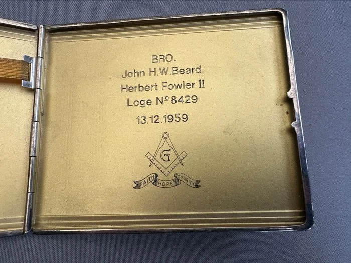 Judaica - alpaca - 1940-1950, 1950-1960 - Freemason cigarette case