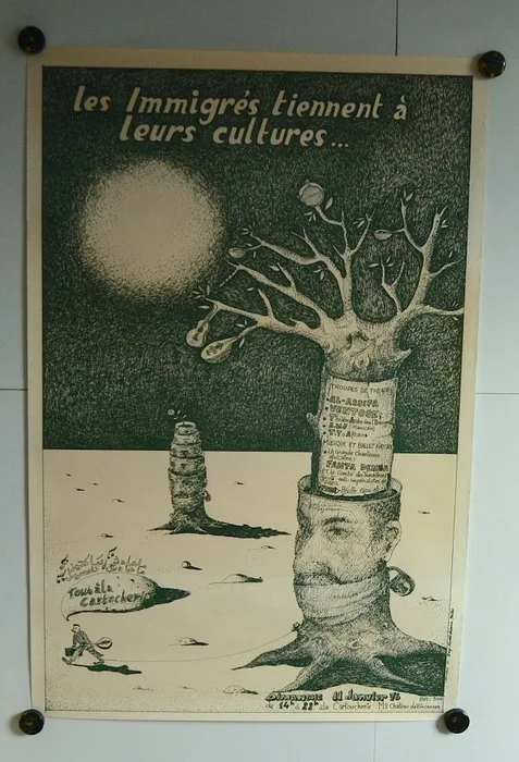 Front des artistes plasticiens - Affiche Militante Originale 1976 Immigrés Cultures Théâtre Cartoucherie Vincenne