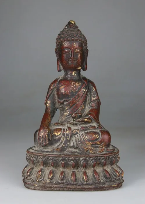 Buddha Statuette Sculpture Bronze Shakyamuni - Ming Style - China - 20th century
