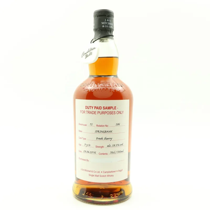 Springbank – 2016 9 Year Old Duty Paid Sample (70cl, 58.5%)