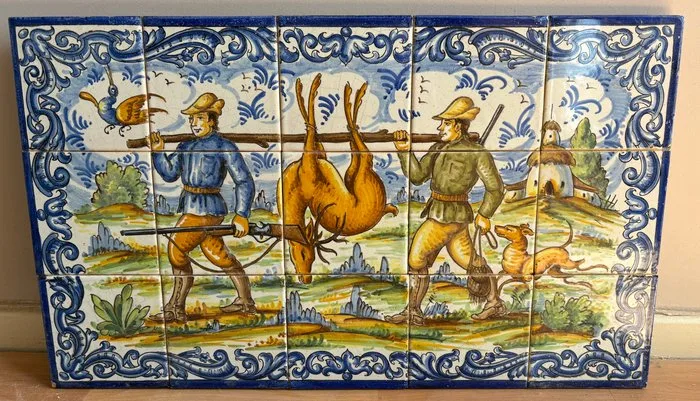 Tile (15) - Hunting scene - 1950-1960 - Hand painted tiles