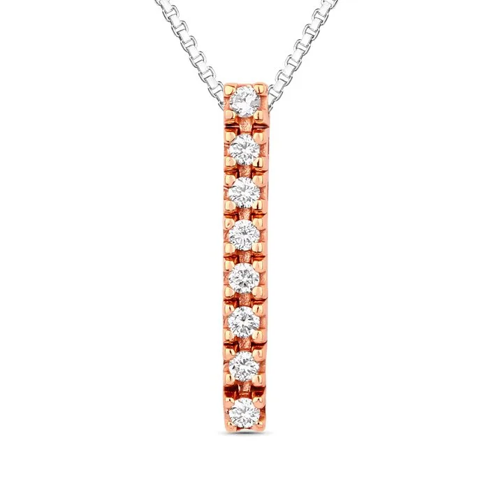 Pendant - 18 kt. Rose gold, White gold - 0.10ct. tw. Diamond (Natural) - Certified Gold Jewelry