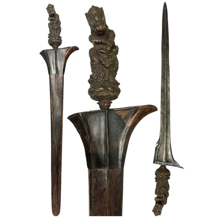 Kris / keris - Old Kebo Teki keris straight - The fame of Badung Mining (buntel mayiit) from Bali. - Indonesia