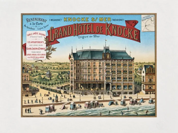 Daveluy - Mappamundi Art Print - Grand Hôtel de Knocke / Knokke Poster - 1980s
