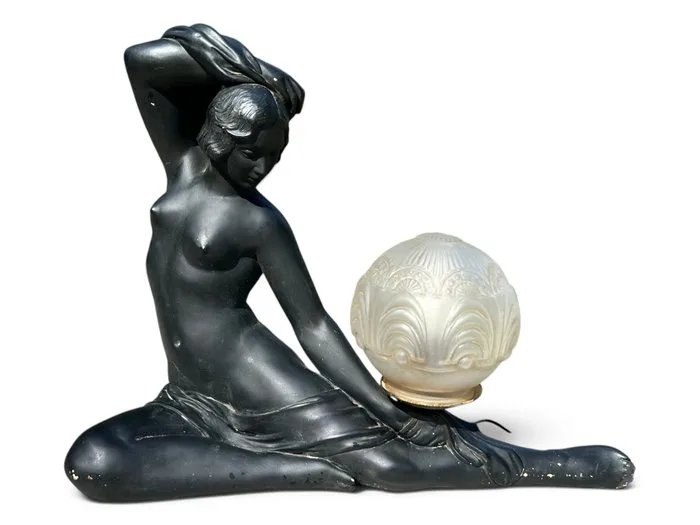 GARTON - Lamp - Spelter, Glass - Art Deco lamp