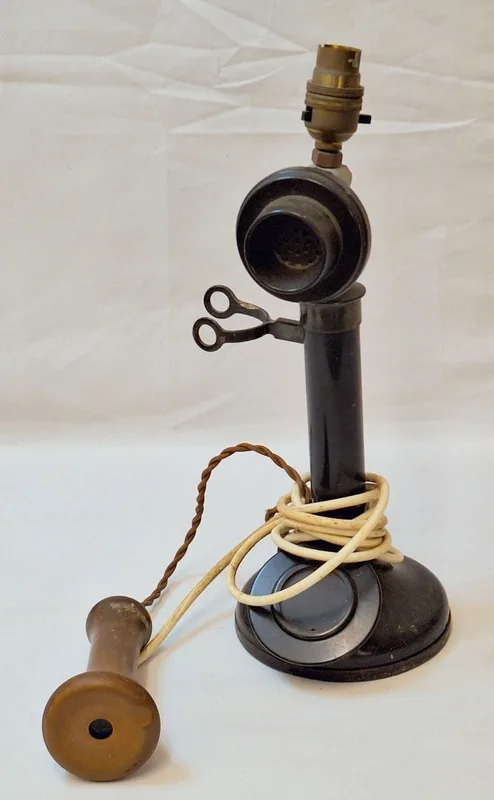 Antique Metal Stick Telephone converted into a lamp approx.