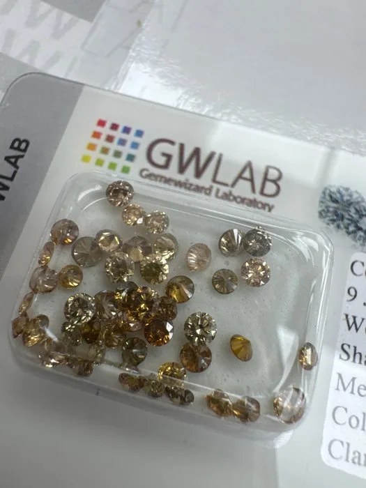 47 pcs Diamond (Natural coloured) - 2.45 ct - Round Yellow, Brown, Grey - SI3, VS1, VS2, SI1, SI2 - Gemewizard Gemological Laboratory (GWLab)