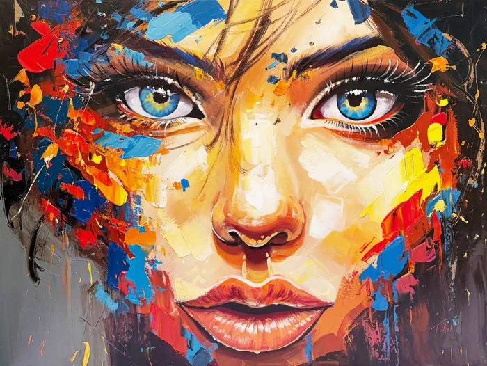 Loïc Tuhal (1962) - Éclats de Beauté – Regard d’Azur _ 90x120cm