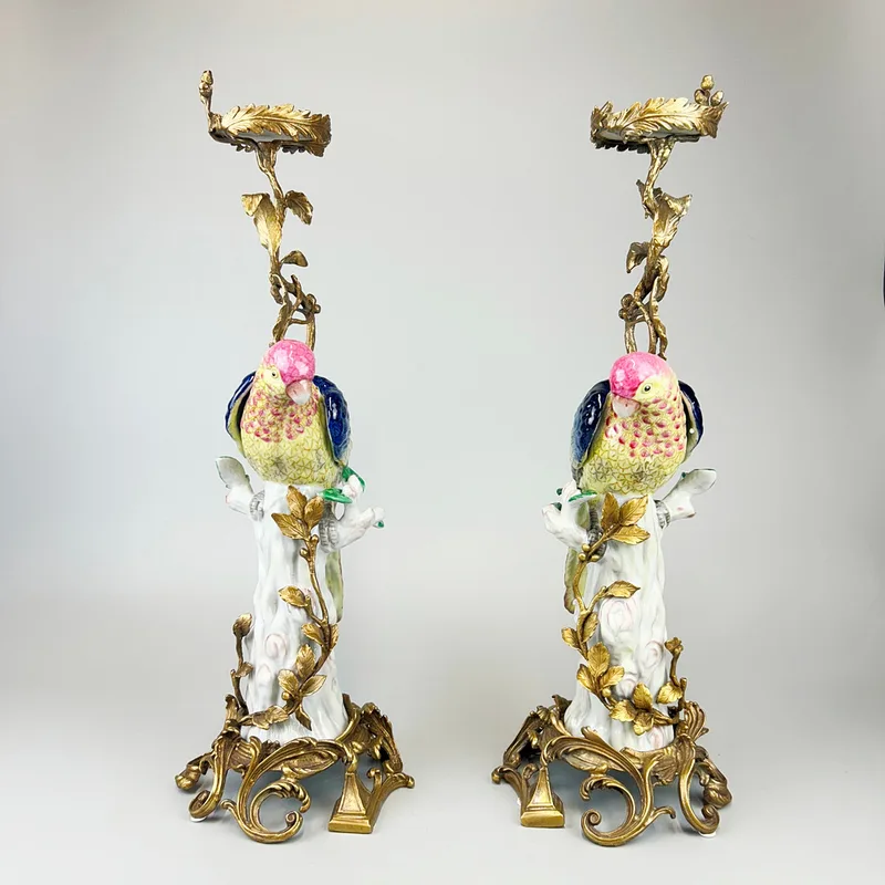 Porcelain & Ormolu Candle Holders