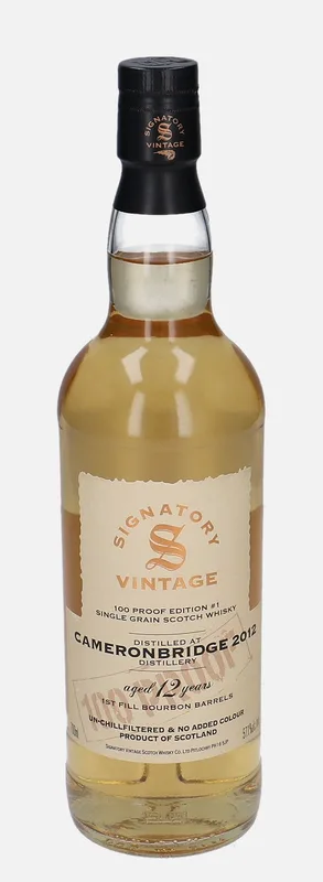 Cameronbridge – 2012 12 Year Old Signatory Vintage Scotch Whisky Co. 100 Proof Edition #1