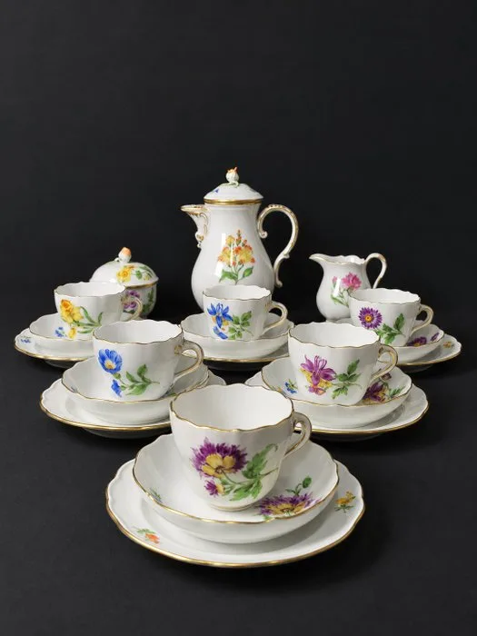 Meissen - Fiori - Servizio da moka - In ottime condizioni - Coffee service (21) - Porcelain