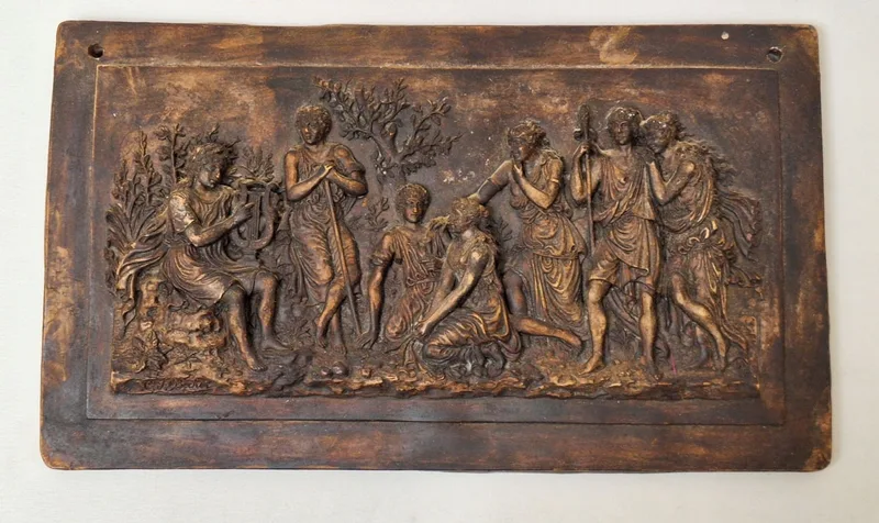 Composition Antique Style Wall Plaque with classical scene figures approx.