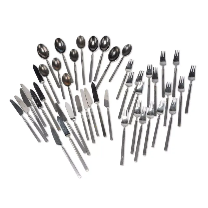 Erik Herlow For Copenhagen Cutlery, A Group Of Stainless Steel Cutlery Obelisk Pattern, comprising twelve table forks, five dessert forks, four table knives