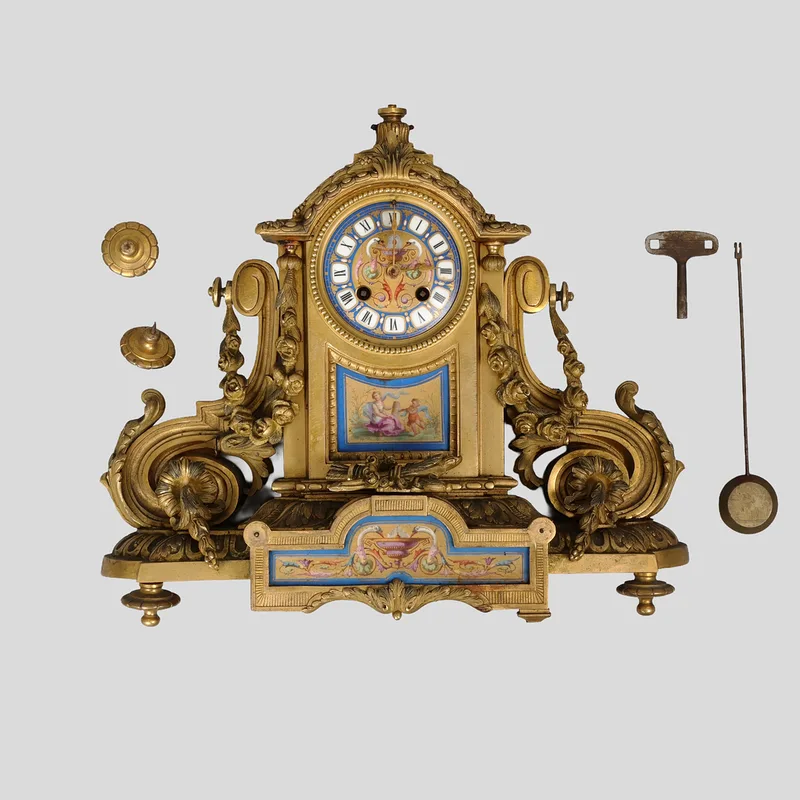 19th Century French Japy Freres Gilt Bronze Mantel Clock