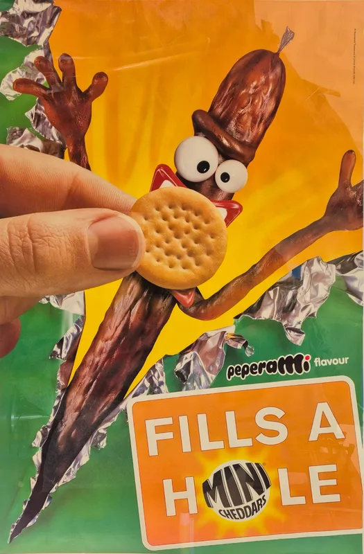 Peperami flavoured Mini Cheddars advertising poster