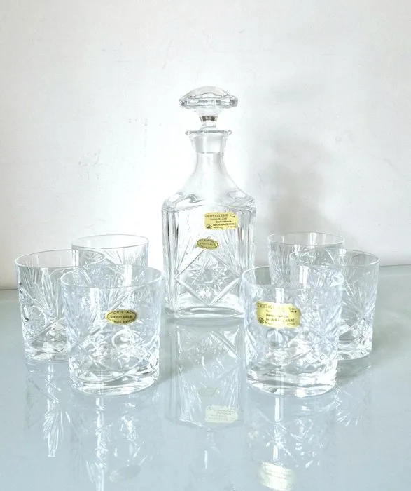 Valery Klein - Drinking set for 6 (7) - Crystal - Hand-carved