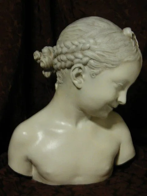 Figure - Bust of a little girl - "La Rieuse" by Pigalle - stuccoplaster