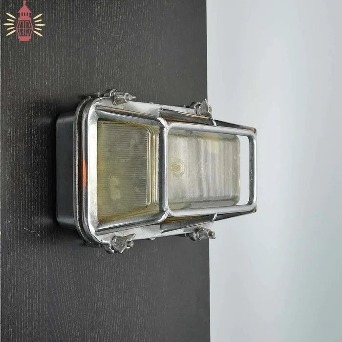 Wall lamp - Brass, Glass - Industrial Cage lamp