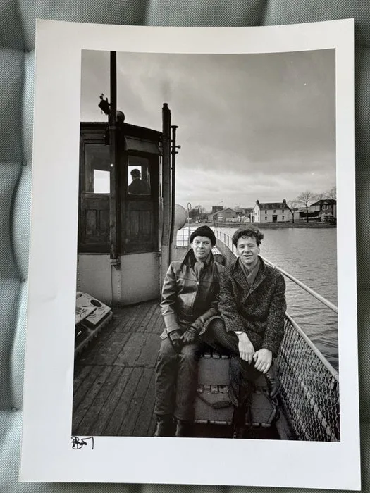 Adrian Boot - Simple Minds – Original Vintage Press Photograph by Adrian Boot – Waterfront Video Shoot – Renfrew