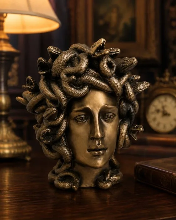 Sculpture, Medusa – Indrukwekkende Mythologische Buste met Slangenhaar – Decoratief Kunstobject - 20.7 cm - Resin