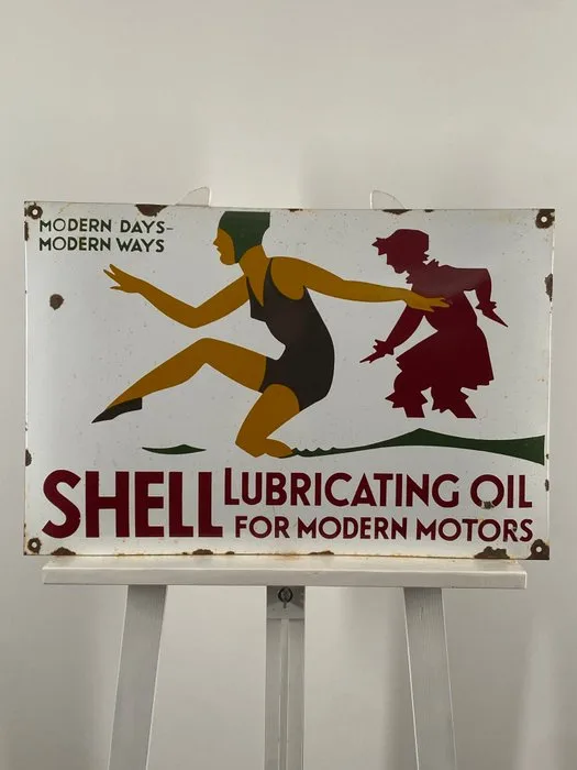Shell - Enamel sign - 60x40cm - Made of thick steel sheet and enamel