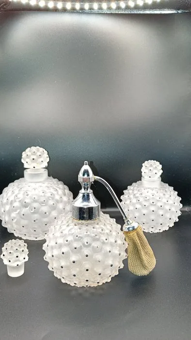 Lalique France - René Lalique - Perfume flask (4) - Cactus - Crystal - Toiletry set
