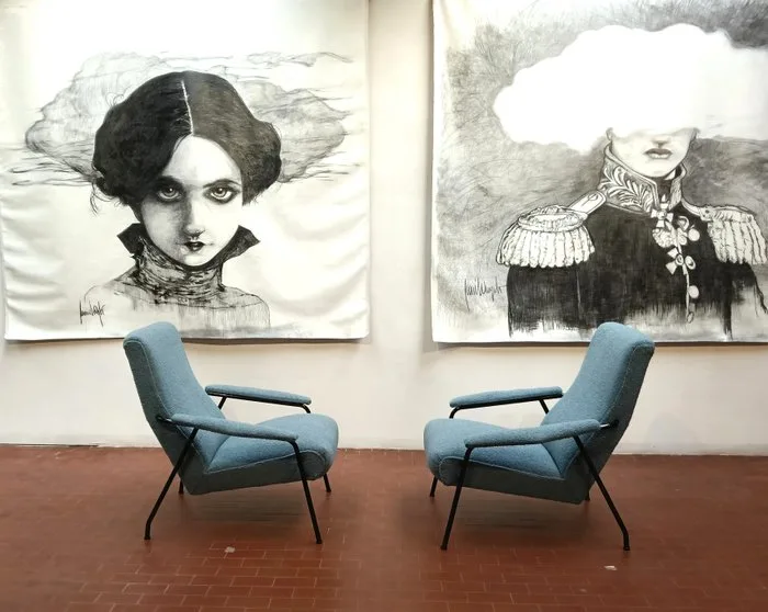 Armchair (2) - Steel, Textile