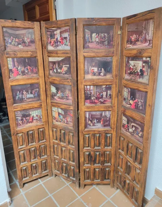 Decorative ornament - Estilo Castellano - Castilian style - Spain - Four-panel folding screen