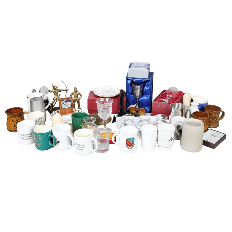 A Collection of Various Archery Related Ceramics, Trophies and Tankards (Qty)