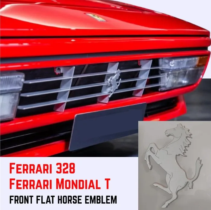 Ferrari 328 - 208 Intercooler - Mondial T Original Flat Aluminium Front Grill Horse Emblem (Rare) - Ferrari - Cavallo rampante